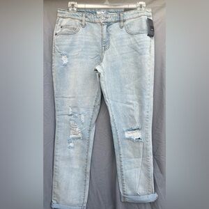 Blue Boyfriend Distressed Jeans